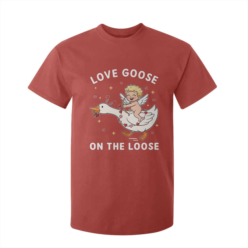 Funny Valentine Goose T Shirt For Kid Love Goose On The Loose TS14 Red Print Your Wear