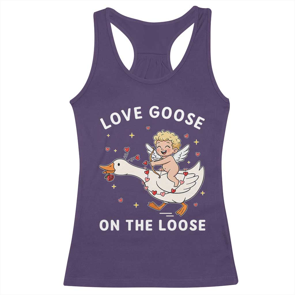 Funny Valentine Goose Racerback Tank Top Love Goose On The Loose TS14 Purple Print Your Wear