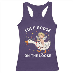 Funny Valentine Goose Racerback Tank Top Love Goose On The Loose TS14 Purple Print Your Wear