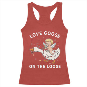 Funny Valentine Goose Racerback Tank Top Love Goose On The Loose TS14 Red Print Your Wear