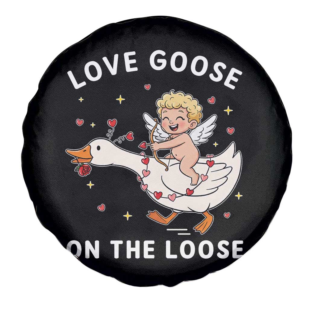 Funny Valentine Goose Spare Tire Cover Love Goose On The Loose TS14 Print Your Wear