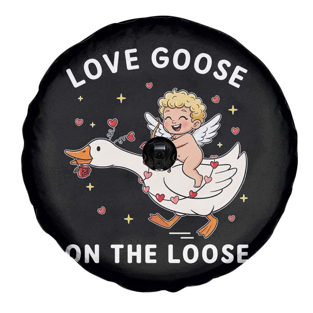 Funny Valentine Goose Spare Tire Cover Love Goose On The Loose TS14 Print Your Wear