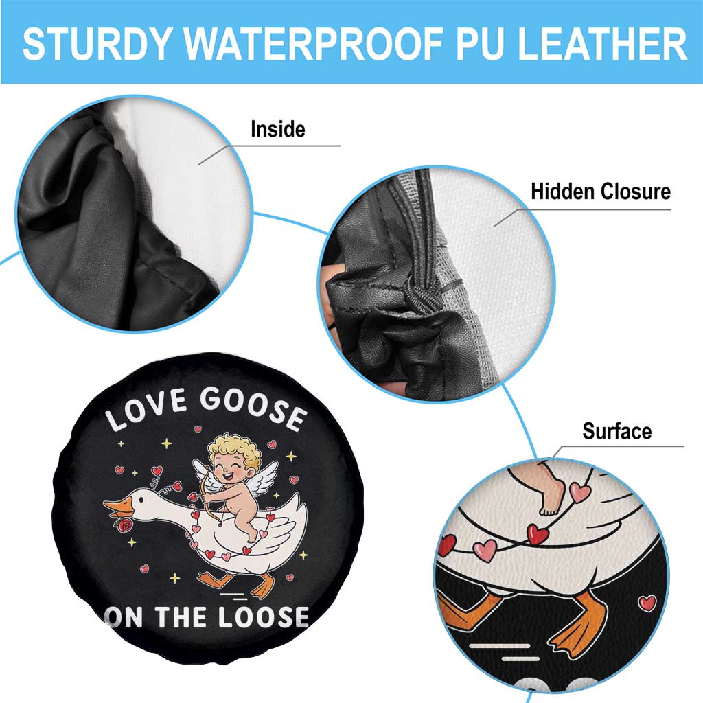 Funny Valentine Goose Spare Tire Cover Love Goose On The Loose TS14 Print Your Wear