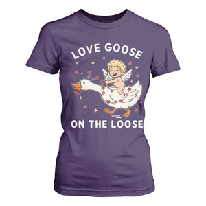 Funny Valentine Goose T Shirt For Women Love Goose On The Loose TS14 Purple Print Your Wear