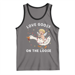 Funny Valentine Goose Tank Top Love Goose On The Loose TS14 Deep Heather Black Print Your Wear
