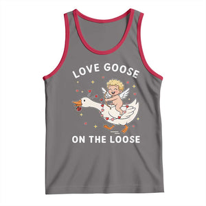 Funny Valentine Goose Tank Top Love Goose On The Loose TS14 Deep Heather Red Print Your Wear