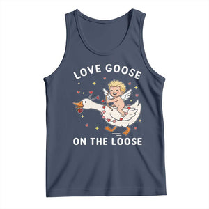 Funny Valentine Goose Tank Top Love Goose On The Loose TS14 Navy Print Your Wear
