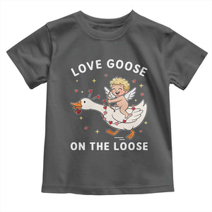 Funny Valentine Goose Toddler T Shirt Love Goose On The Loose TS14 Dark Heather Print Your Wear