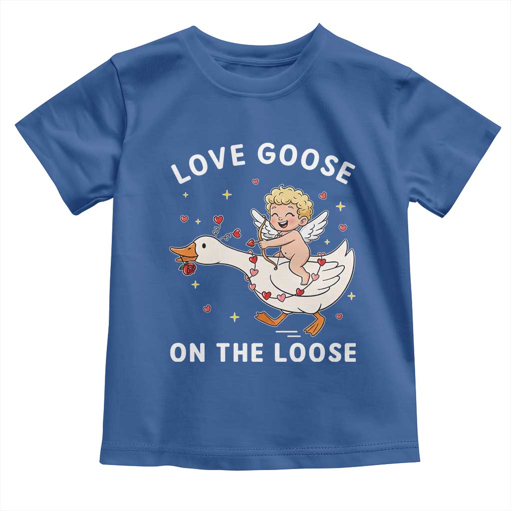 Funny Valentine Goose Toddler T Shirt Love Goose On The Loose TS14 Royal Blue Print Your Wear