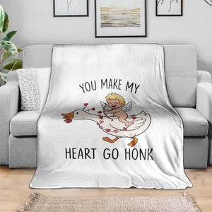 Funny Valentine Goose Throw Blanket You Make My Heart Go Honk TS14 Print Your Wear