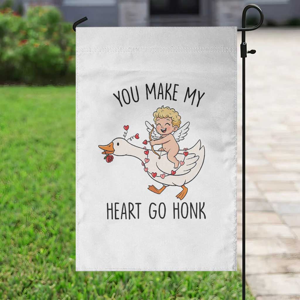 Funny Valentine Goose Garden Flag You Make My Heart Go Honk TS14 Print Your Wear