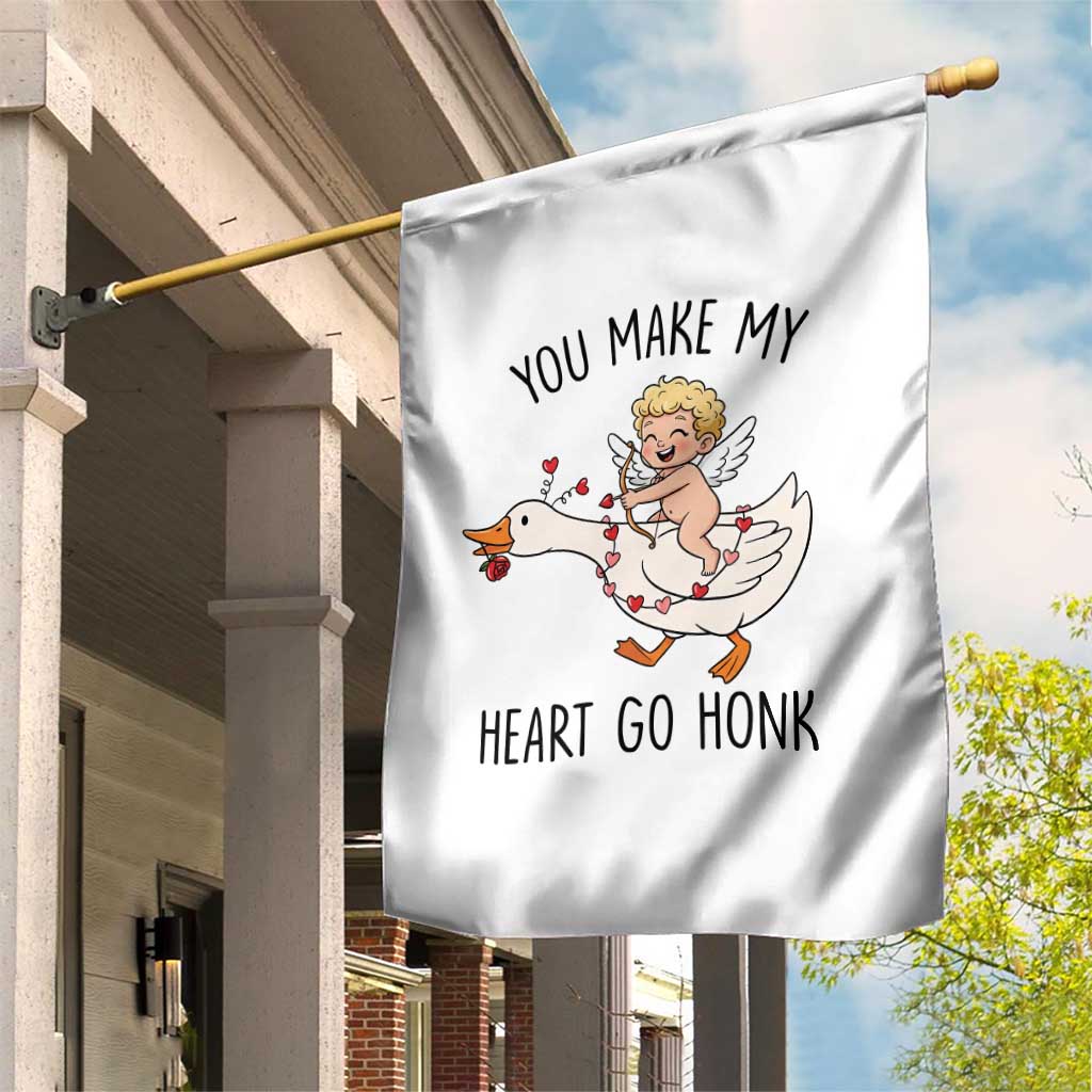Funny Valentine Goose Garden Flag You Make My Heart Go Honk TS14 Print Your Wear