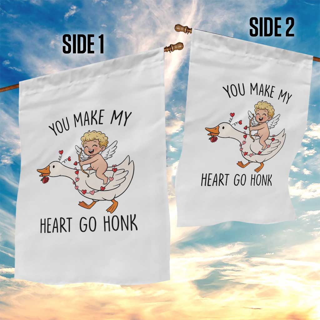 Funny Valentine Goose Garden Flag You Make My Heart Go Honk TS14 Print Your Wear
