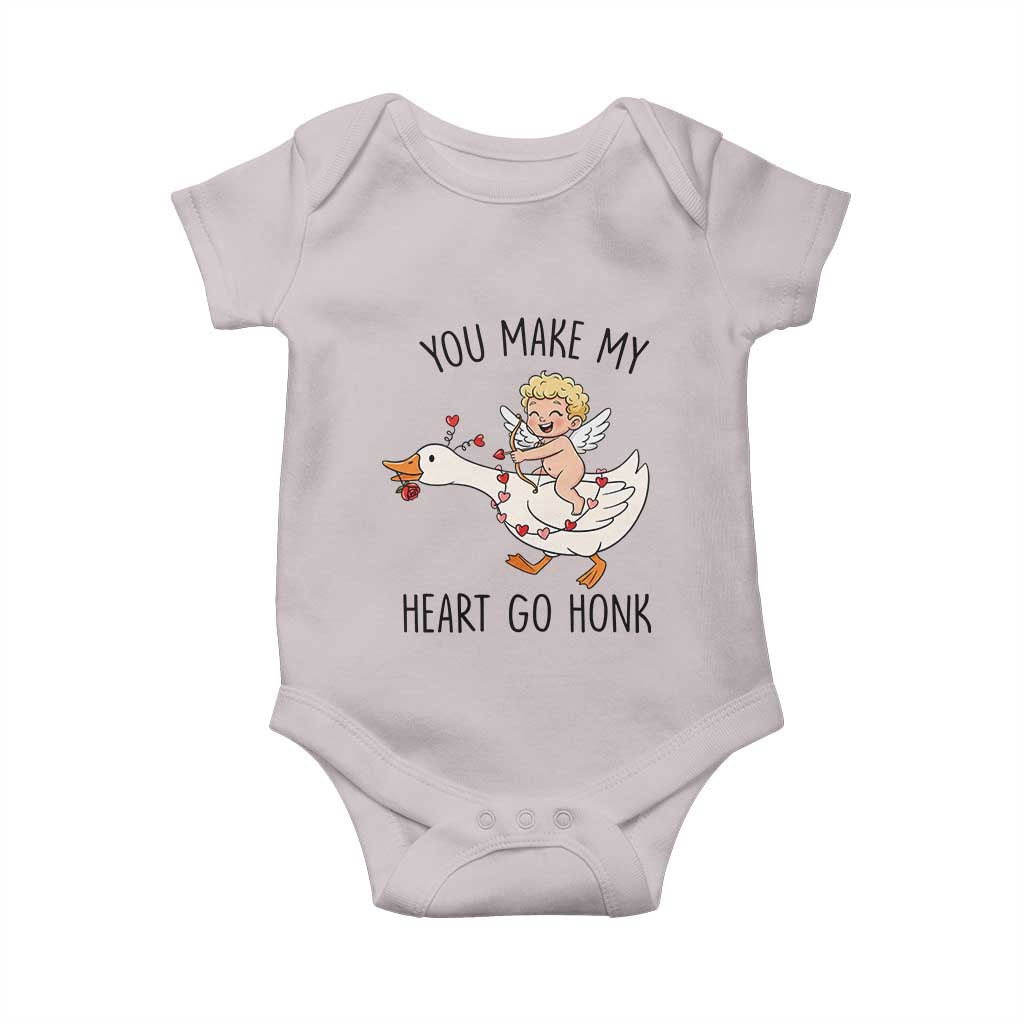 Funny Valentine Goose Baby Onesie You Make My Heart Go Honk TS14 Ice Gray Print Your Wear