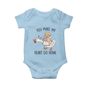 Funny Valentine Goose Baby Onesie You Make My Heart Go Honk TS14 Light Blue Print Your Wear