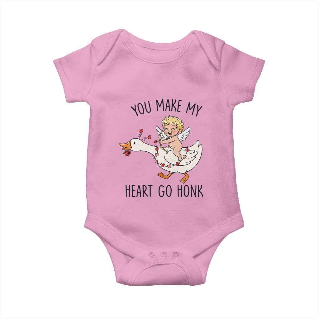 Funny Valentine Goose Baby Onesie You Make My Heart Go Honk TS14 Light Pink Print Your Wear