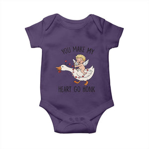 Funny Valentine Goose Baby Onesie You Make My Heart Go Honk TS14 Purple Print Your Wear