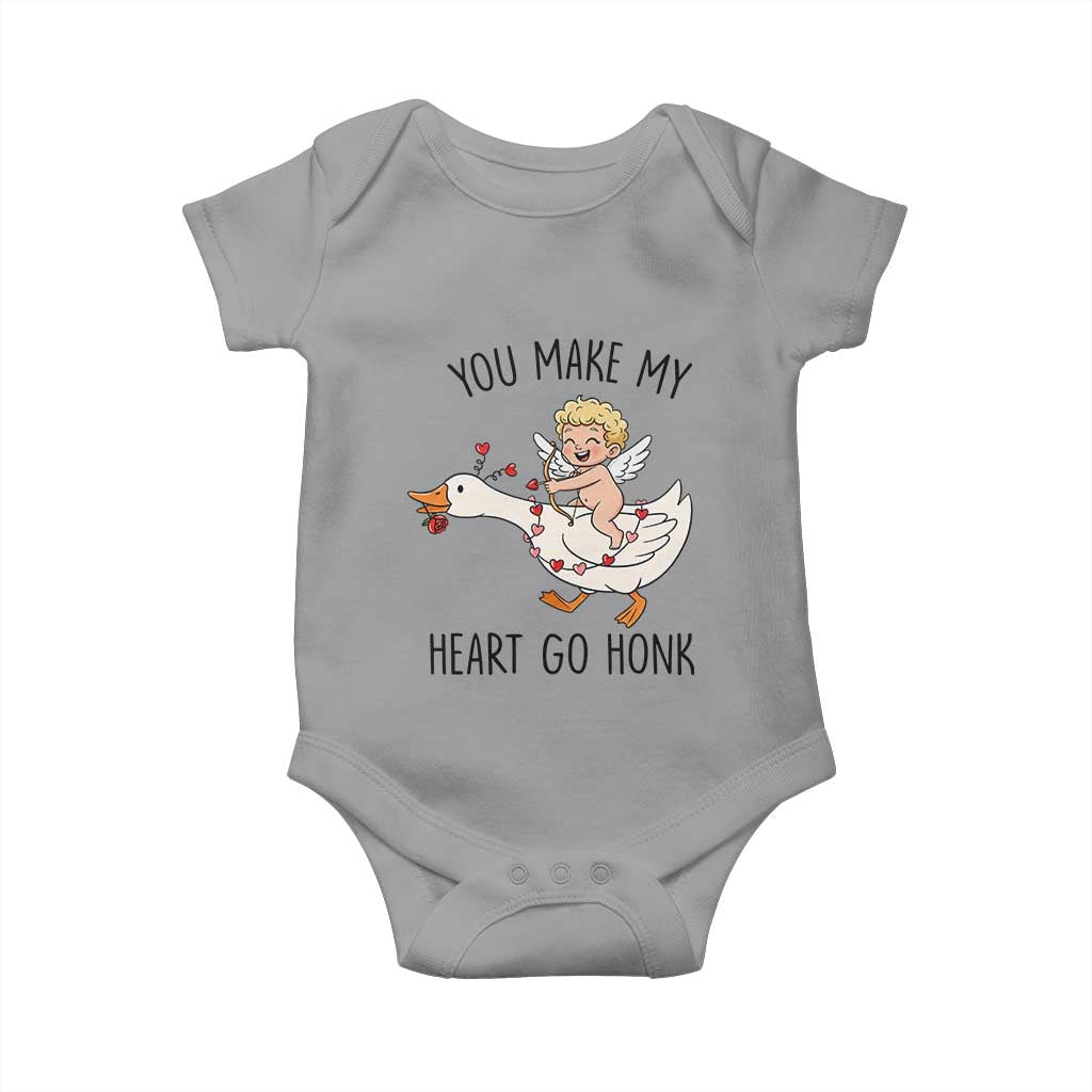 Funny Valentine Goose Baby Onesie You Make My Heart Go Honk TS14 Sport Gray Print Your Wear