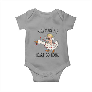 Funny Valentine Goose Baby Onesie You Make My Heart Go Honk TS14 Sport Gray Print Your Wear