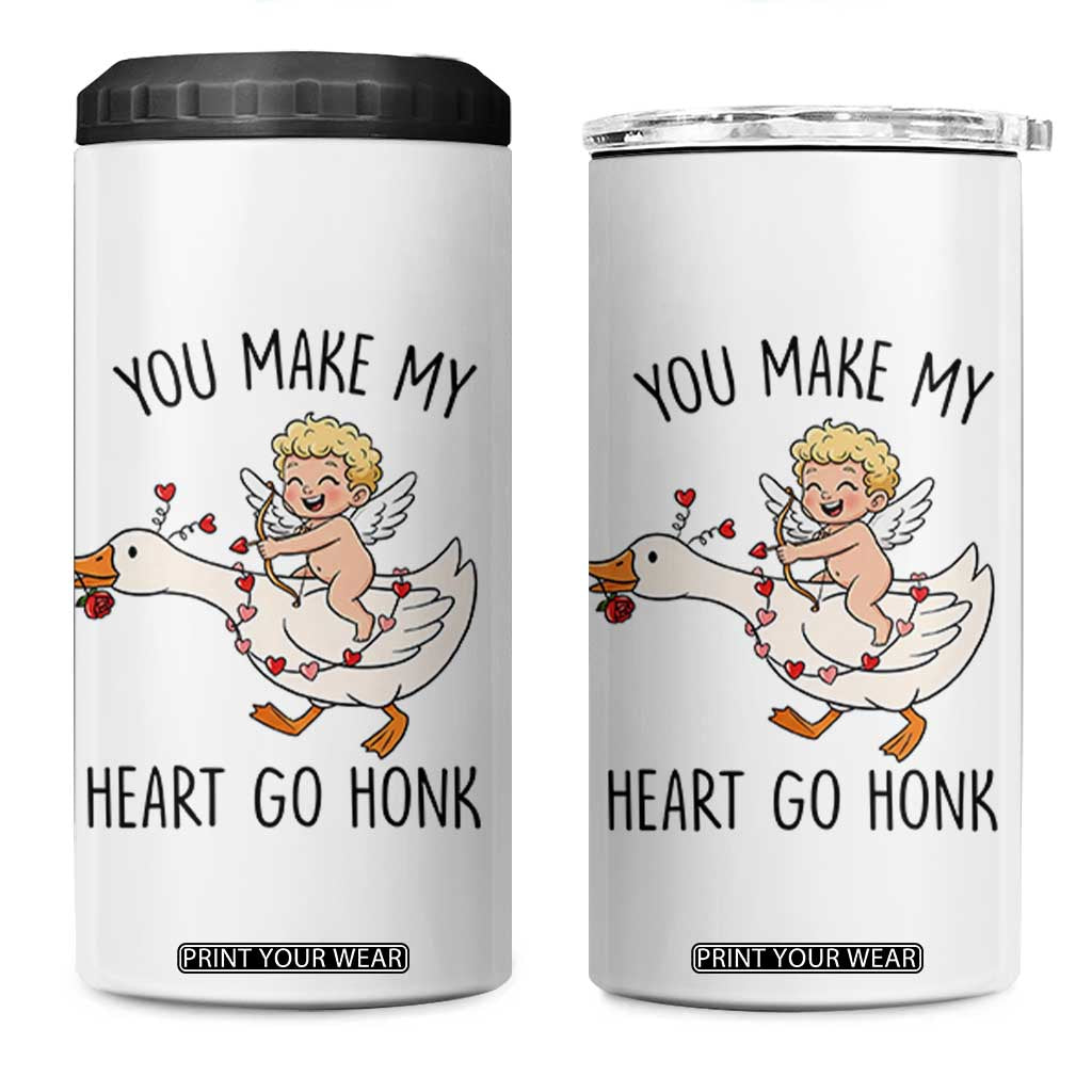 Funny Valentine Goose 4 in 1 Can Cooler Tumbler You Make My Heart Go Honk TS14 One Size: 16 oz White Print Your Wear
