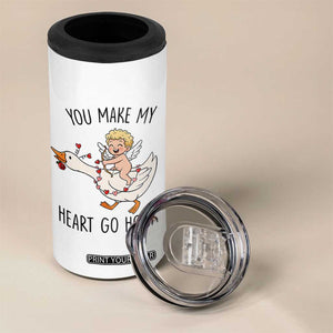 Funny Valentine Goose 4 in 1 Can Cooler Tumbler You Make My Heart Go Honk TS14 Print Your Wear