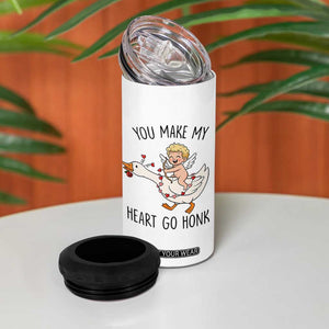 Funny Valentine Goose 4 in 1 Can Cooler Tumbler You Make My Heart Go Honk TS14 Print Your Wear