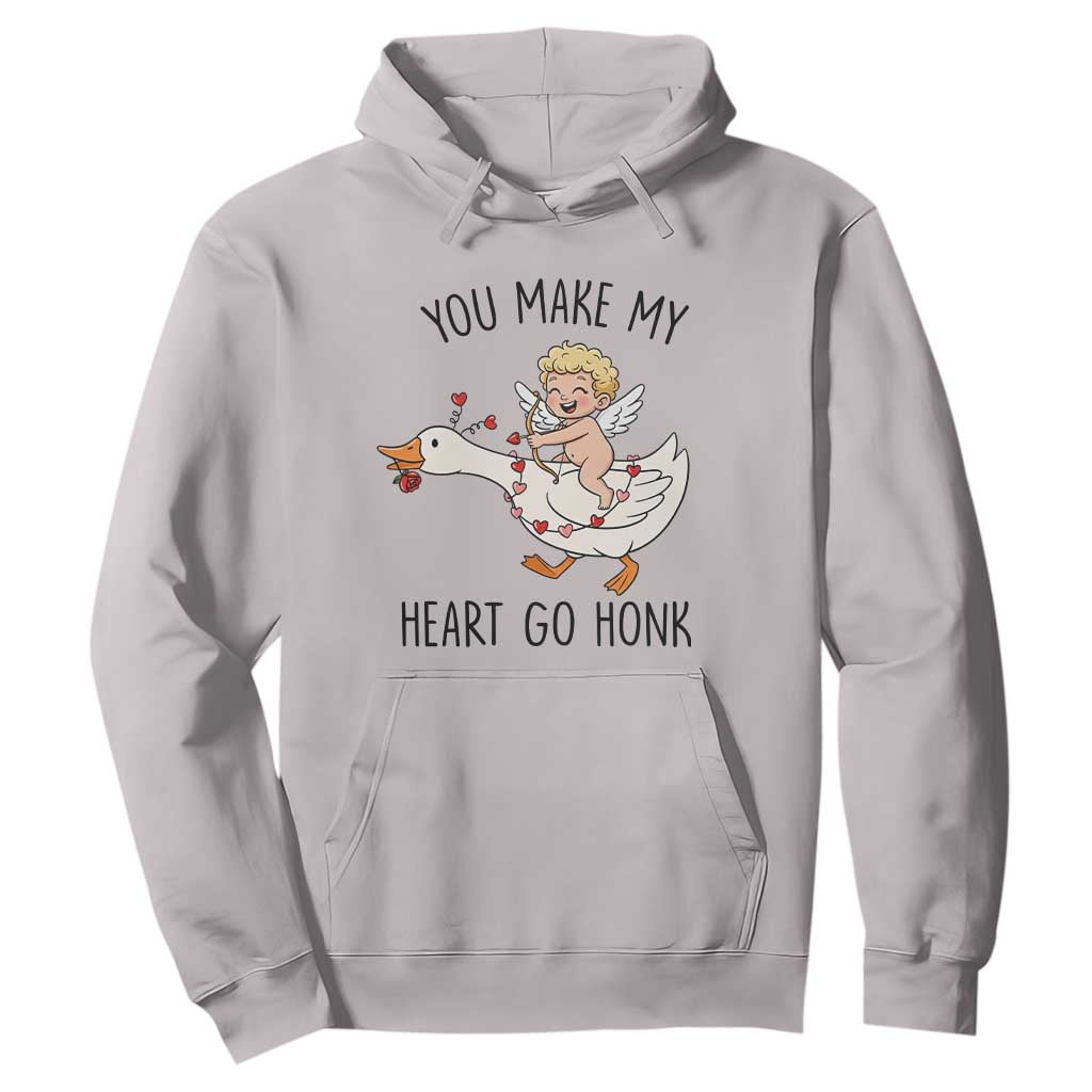 Funny Valentine Goose Hoodie You Make My Heart Go Honk TS14 Ice Gray Print Your Wear