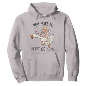 Funny Valentine Goose Hoodie You Make My Heart Go Honk TS14 Ice Gray Print Your Wear