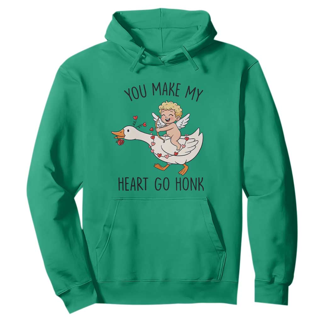 Funny Valentine Goose Hoodie You Make My Heart Go Honk TS14 Irish Green Print Your Wear
