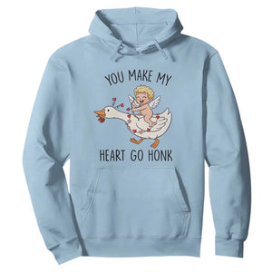 Funny Valentine Goose Hoodie You Make My Heart Go Honk TS14 Light Blue Print Your Wear
