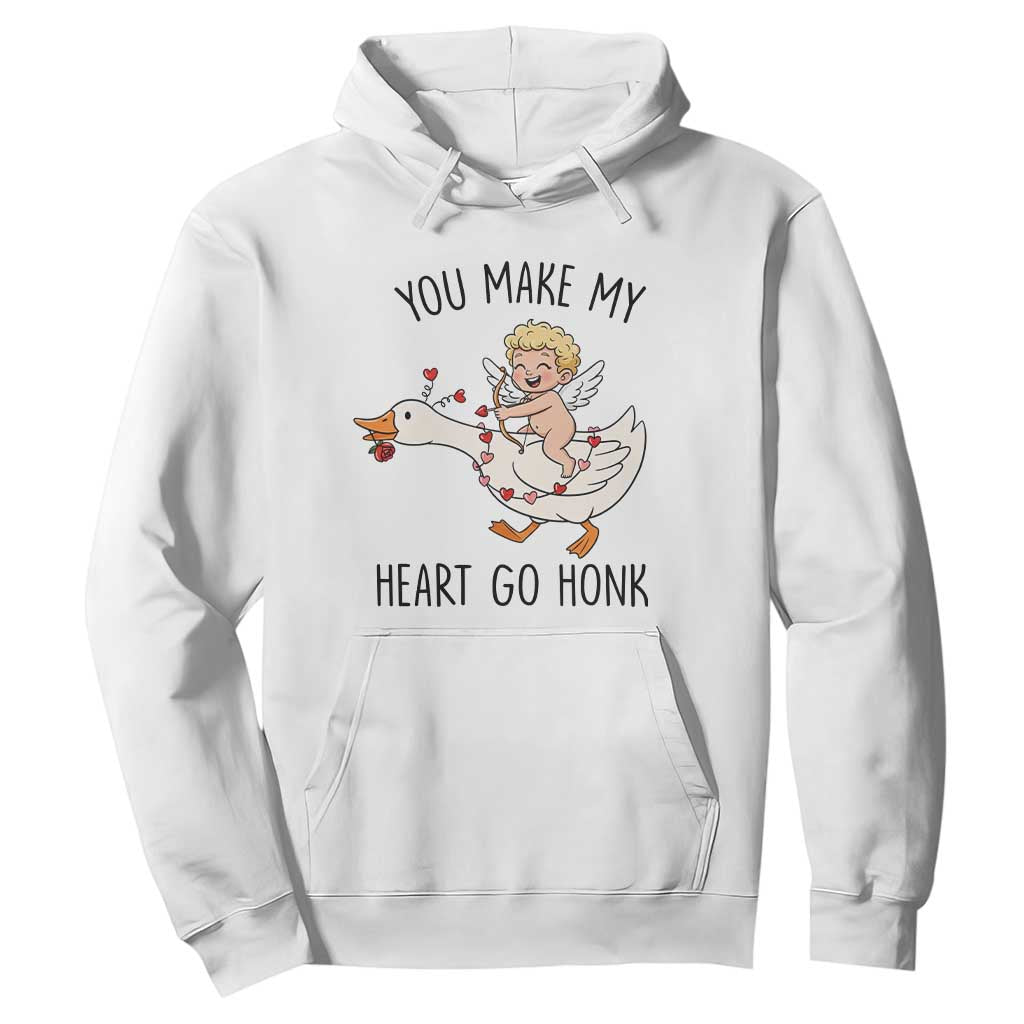 Funny Valentine Goose Hoodie You Make My Heart Go Honk TS14 White Print Your Wear