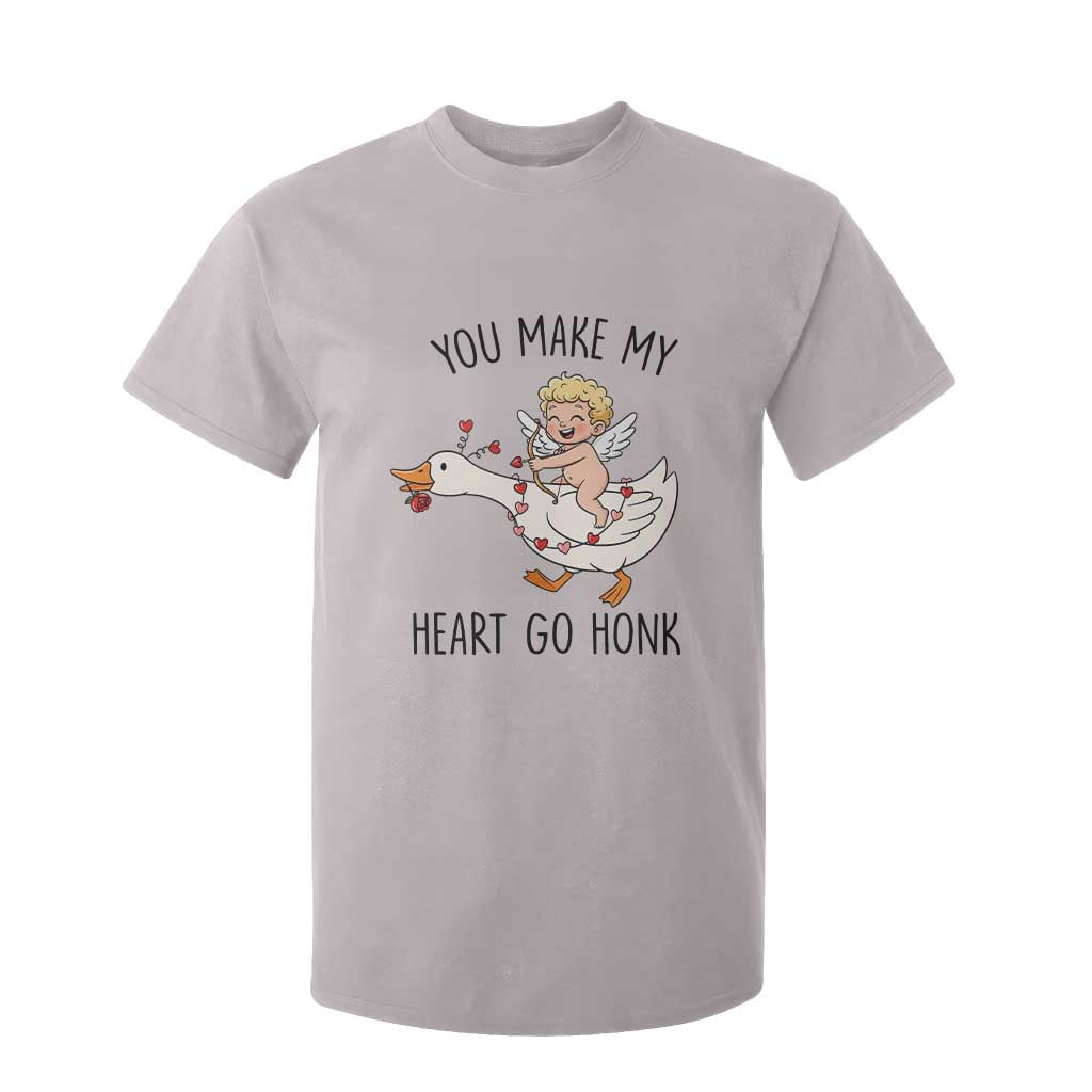 Funny Valentine Goose T Shirt For Kid You Make My Heart Go Honk TS14 Ice Gray Print Your Wear