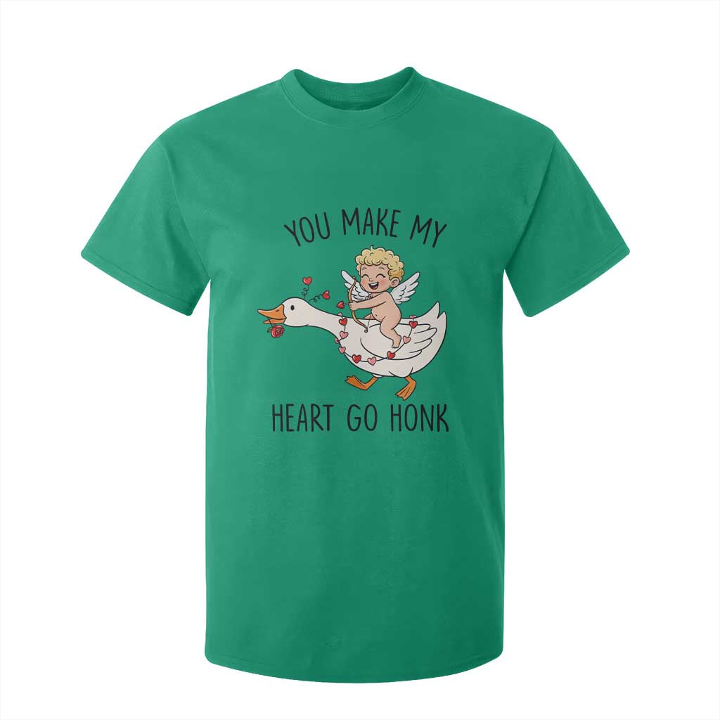 Funny Valentine Goose T Shirt For Kid You Make My Heart Go Honk TS14 Irish Green Print Your Wear