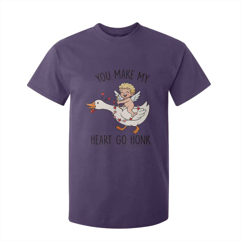 Funny Valentine Goose T Shirt For Kid You Make My Heart Go Honk TS14 Purple Print Your Wear