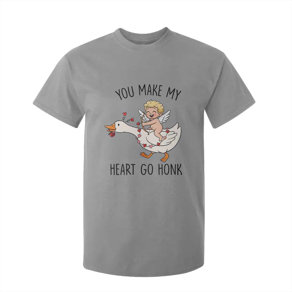 Funny Valentine Goose T Shirt For Kid You Make My Heart Go Honk TS14 Sport Gray Print Your Wear