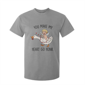 Funny Valentine Goose T Shirt For Kid You Make My Heart Go Honk TS14 Sport Gray Print Your Wear