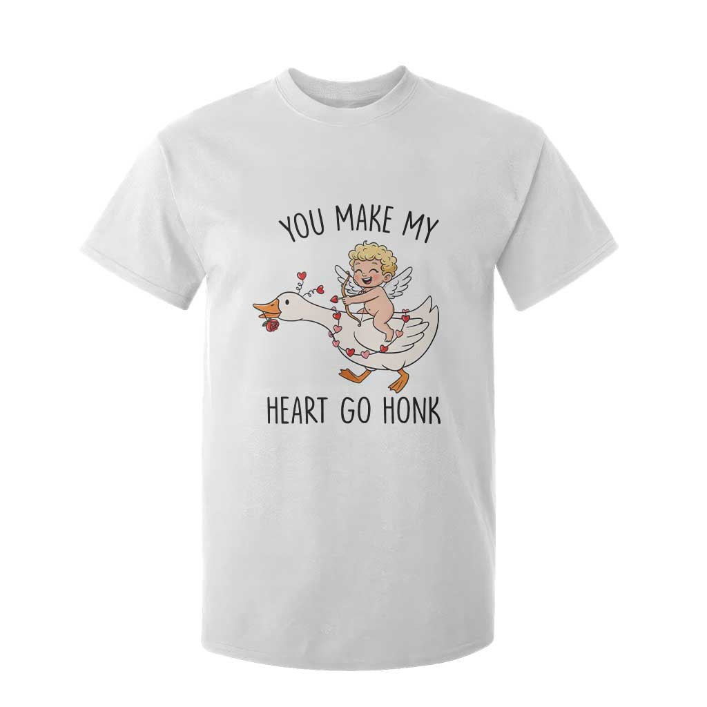 Funny Valentine Goose T Shirt For Kid You Make My Heart Go Honk TS14 White Print Your Wear