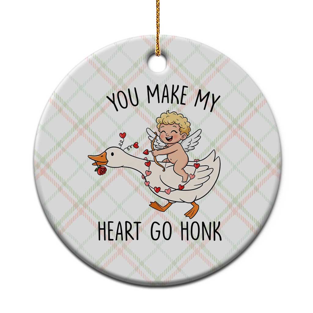 Funny Valentine Goose Ceramic Ornament You Make My Heart Go Honk TS14 1pc Christmas Plaid Print Your Wear