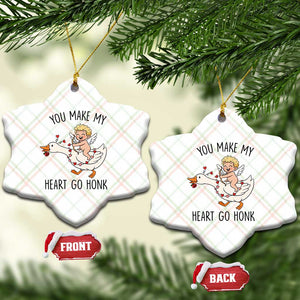 Funny Valentine Goose Ceramic Ornament You Make My Heart Go Honk TS14 Print Your Wear