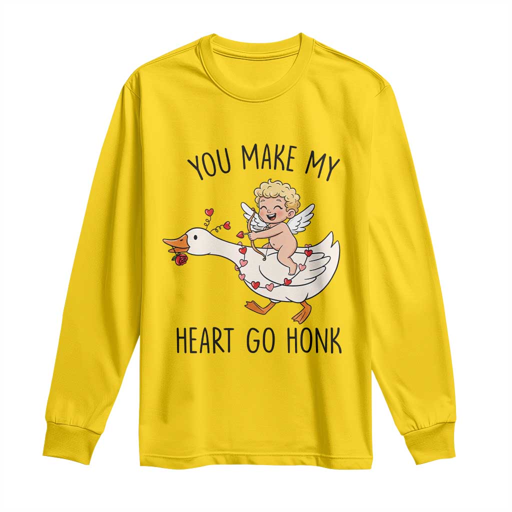 Funny Valentine Goose Long Sleeve Shirt You Make My Heart Go Honk TS14 Daisy Print Your Wear