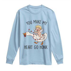 Funny Valentine Goose Long Sleeve Shirt You Make My Heart Go Honk TS14 Light Blue Print Your Wear
