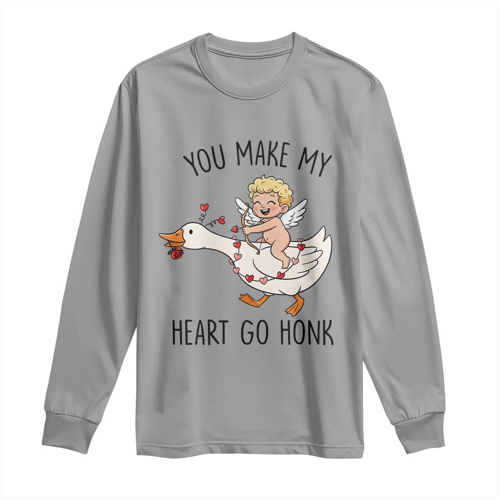 Funny Valentine Goose Long Sleeve Shirt You Make My Heart Go Honk TS14 Sport Gray Print Your Wear