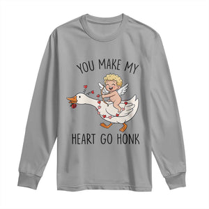 Funny Valentine Goose Long Sleeve Shirt You Make My Heart Go Honk TS14 Sport Gray Print Your Wear