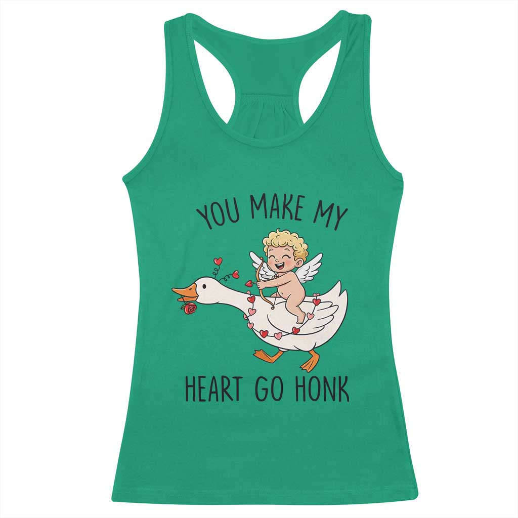 Funny Valentine Goose Racerback Tank Top You Make My Heart Go Honk TS14 Irish Green Print Your Wear