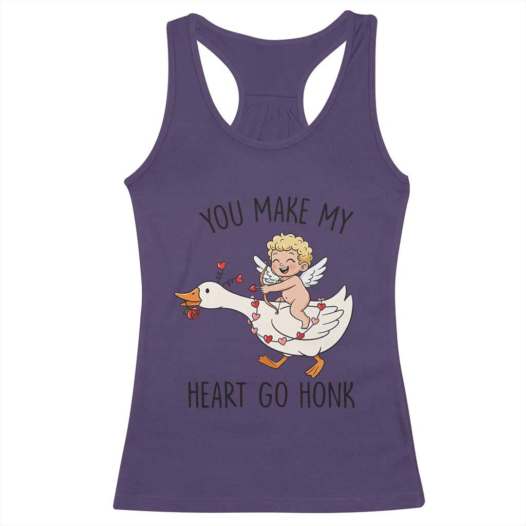 Funny Valentine Goose Racerback Tank Top You Make My Heart Go Honk TS14 Purple Print Your Wear
