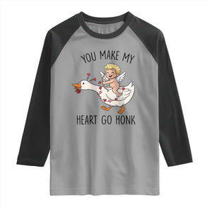 Funny Valentine Goose Raglan Shirt You Make My Heart Go Honk TS14 Sport Gray Black Print Your Wear