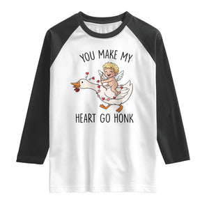 Funny Valentine Goose Raglan Shirt You Make My Heart Go Honk TS14 White Black Print Your Wear
