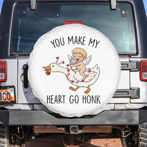 Funny Valentine Goose Spare Tire Cover You Make My Heart Go Honk TS14 No hole White Print Your Wear