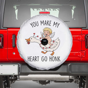 Funny Valentine Goose Spare Tire Cover You Make My Heart Go Honk TS14 White Print Your Wear
