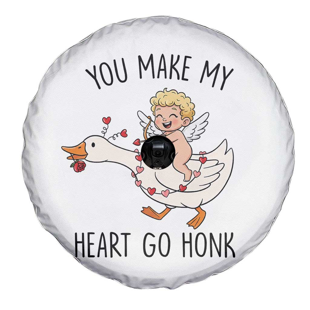 Funny Valentine Goose Spare Tire Cover You Make My Heart Go Honk TS14 Print Your Wear